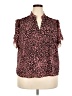 J.Crew 100% Polyester Animal Print Pink Short Sleeve Blouse Size 2X - photo 1