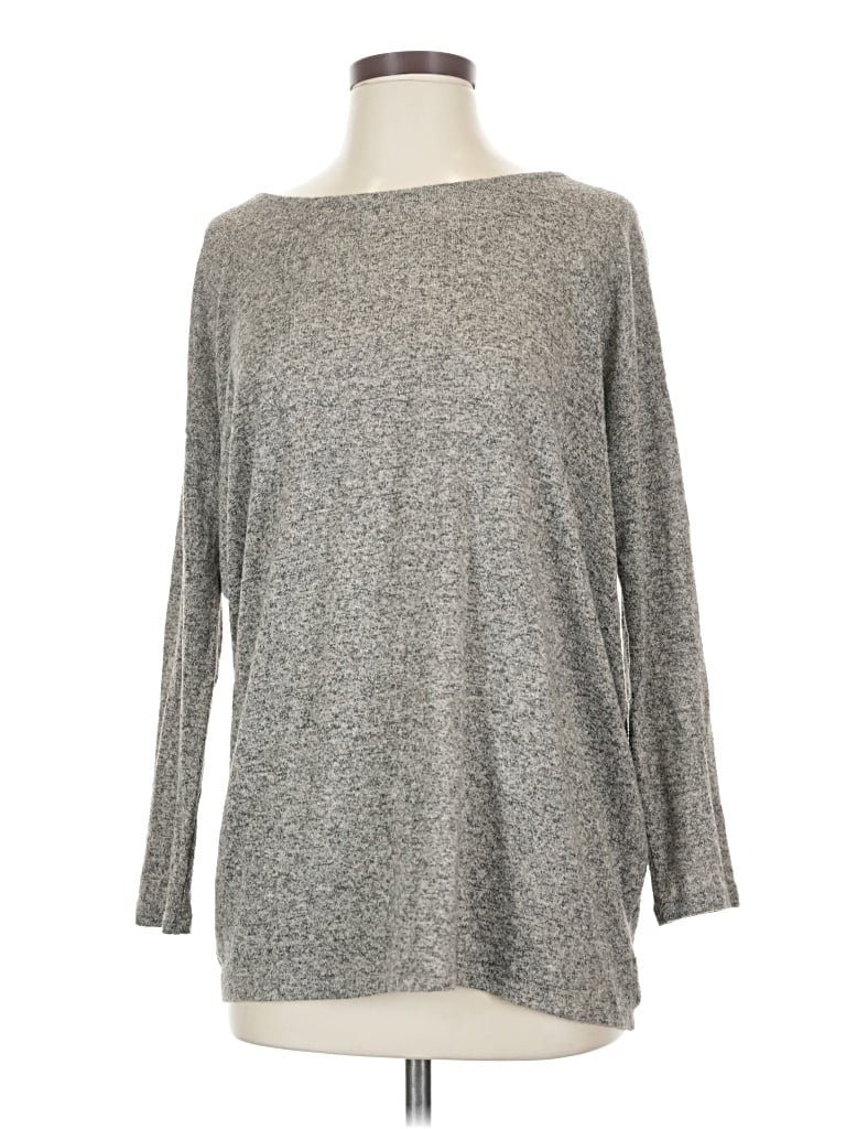 Pre-owned Cherish Long Sleeve Top Gray Boatneck Tops