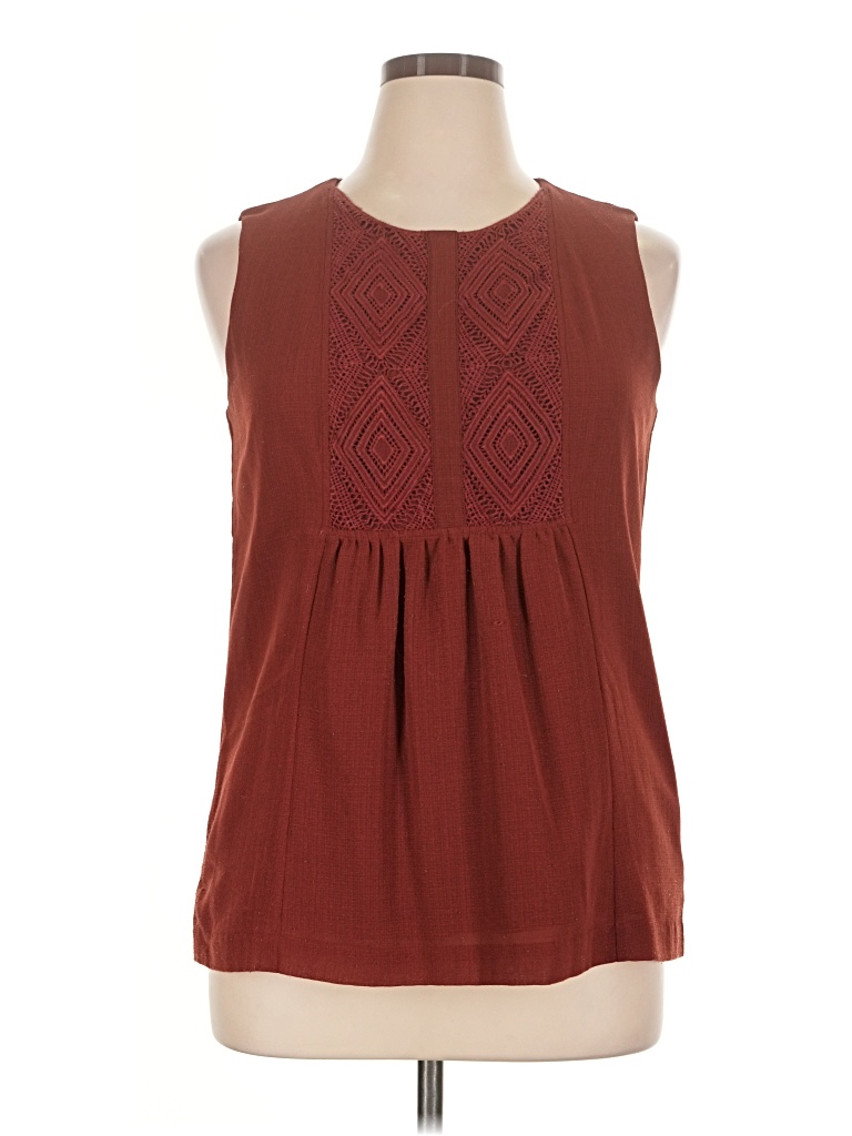 Pre-owned Coldwater Creek Sleeveless Blouse In Burgundy