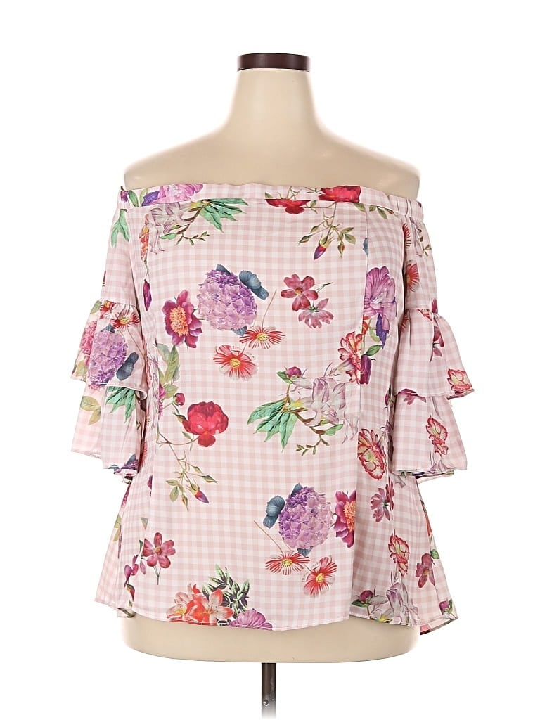 City Chic 3/4 Sleeve Blouse In Multi