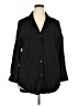 Unbranded Stripes Black 3/4 Sleeve Button-Down Shirt Size XXL (estimated) - photo 1