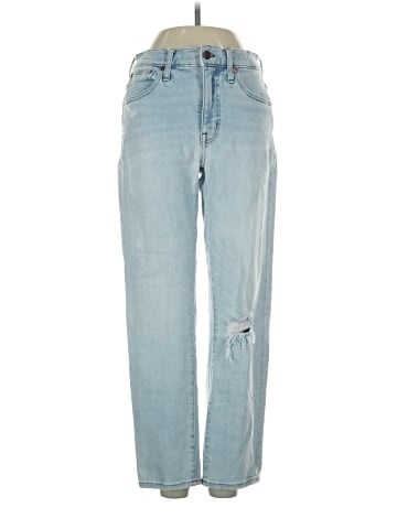 Madewell Mid-Rise Classic Straight Jeans in Wellingford Wash: Knee-Rip Edition (view 1)