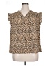 On 34th 100% Polyester Animal Print Tan Short Sleeve Blouse Size XL - photo 1