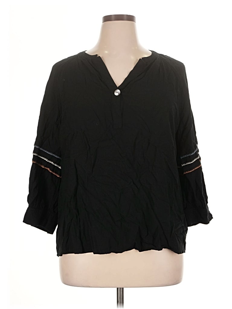 Pre-owned Purejill 3/4 Sleeve Blouse In Black