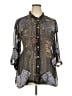 Citron Print Black 3/4 Sleeve Button-Down Shirt Size 2X - photo 1