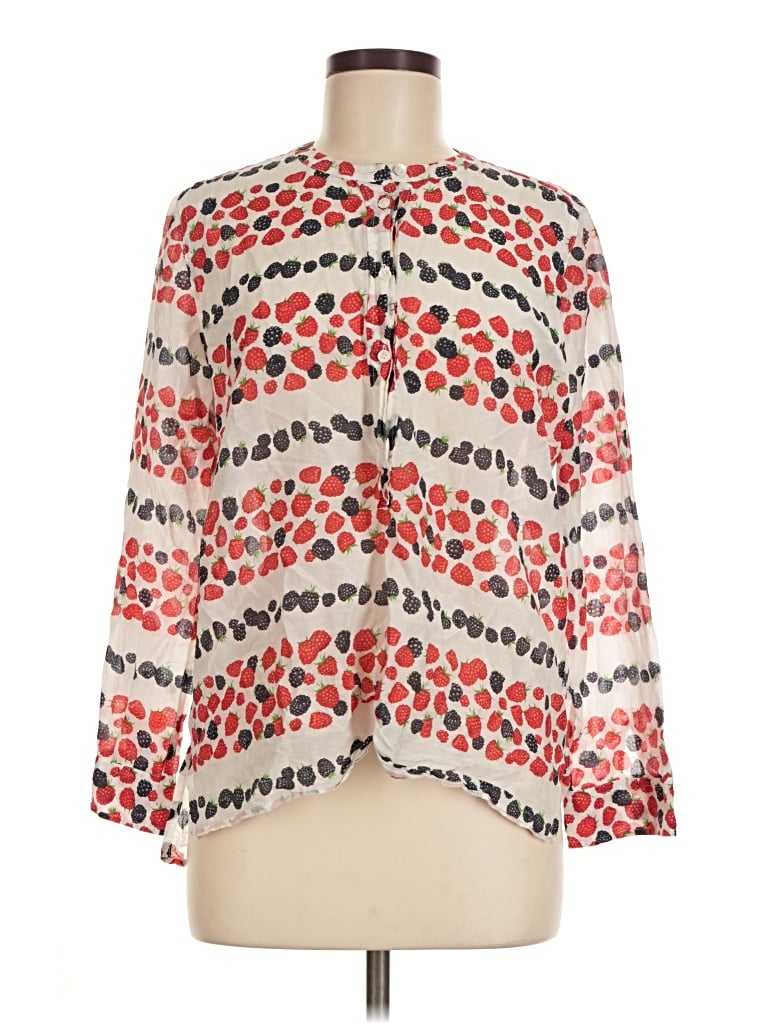 Pre-owned Jcrew Long Sleeve Blouse In Red