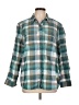 Eddie Bauer Plaid Teal Long Sleeve Blouse Size L - photo 1