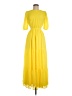 Aura 100% Polyester Yellow Casual Dress Size M - photo 1
