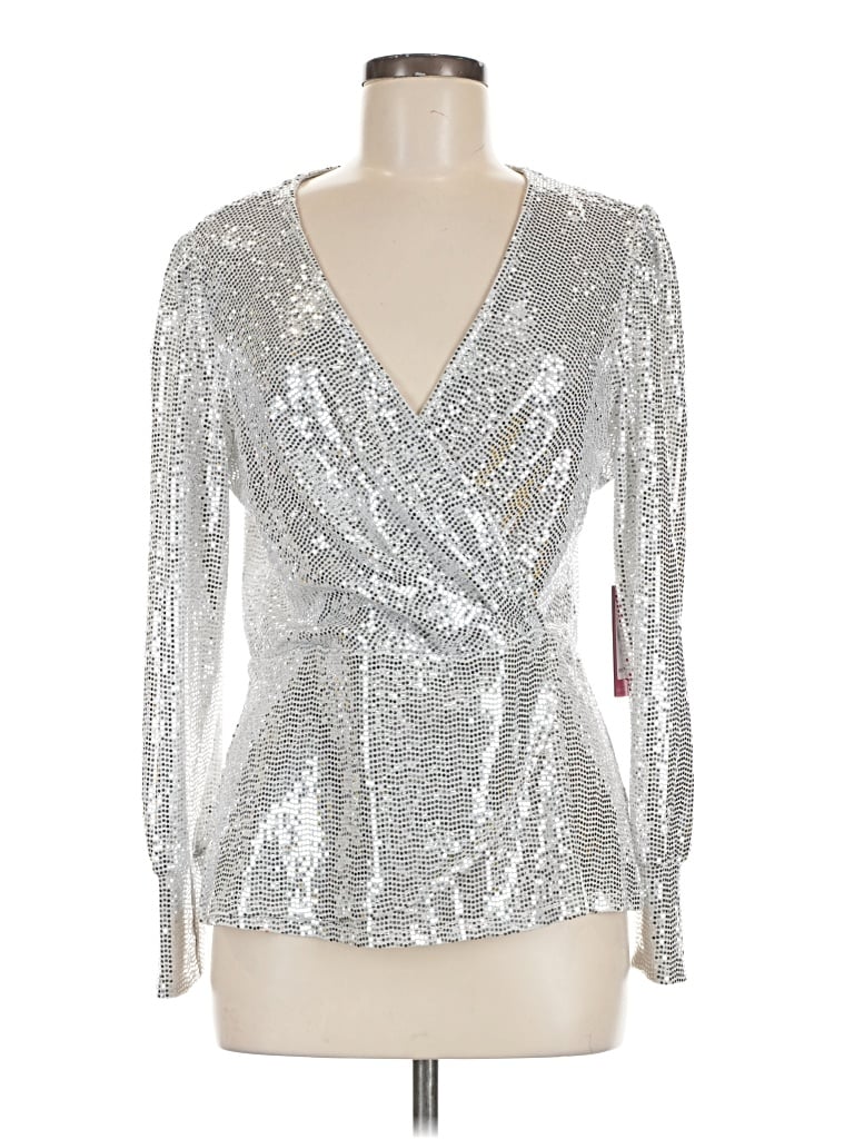 Vince Camuto Long Sleeve Blouse In Silver
