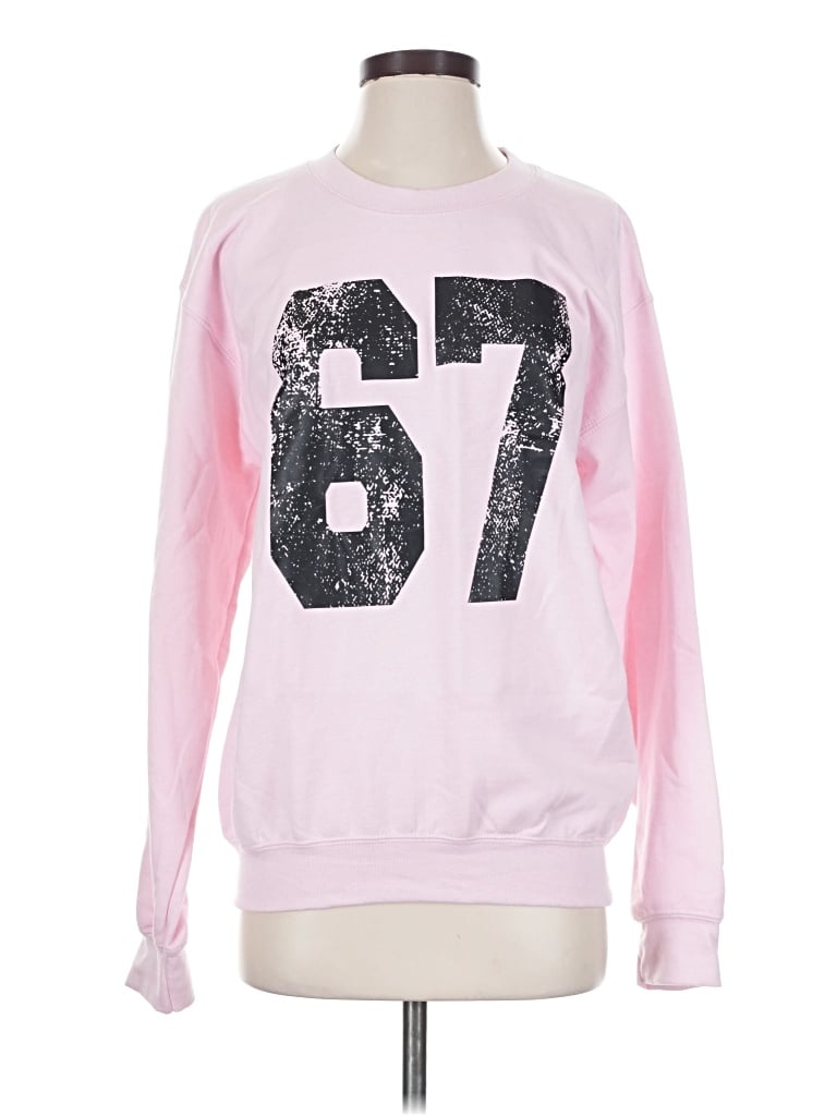 Pre-owned Gildan Sweatshirt In Pink