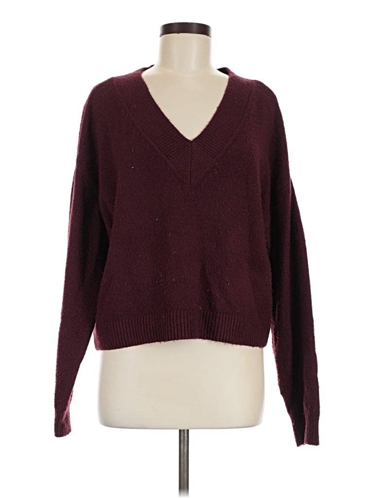 Pre-owned Open Edit Pullover Sweater In Burgundy