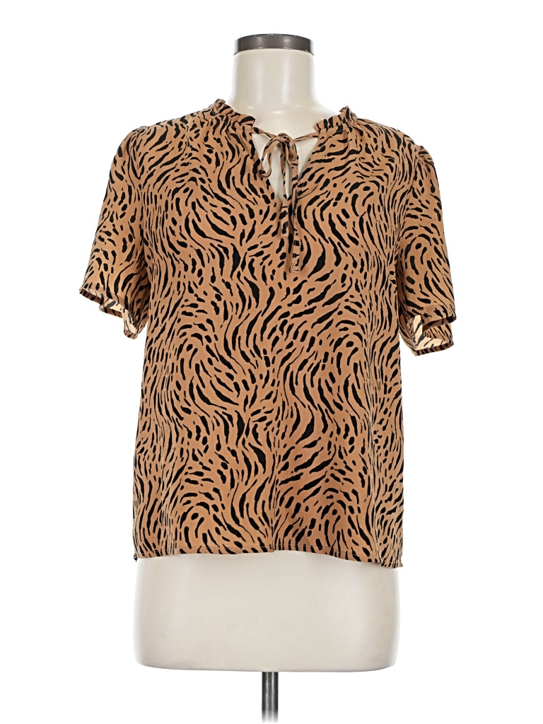 Pre-owned Nine West Short Sleeve Blouse In Brown