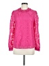 Andree by UNIT Bow Print Checkered-gingham Chevron-herringbone Damask Floral Jacquard Paisley Solid Pink Long Sleeve Blouse Size M - photo 1