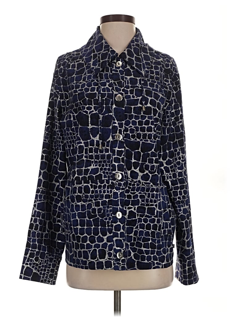 Pre-owned Zenergy By Chico's Long Sleeve Blouse In Blue