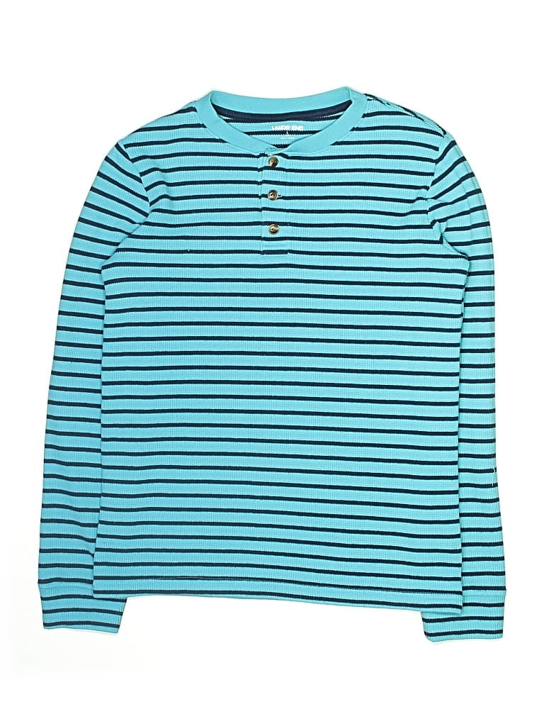 Pre-owned Lands' End Kids'  Long Sleeve Top Teal Tops