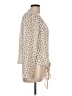 Pearl 100% Polyester Polka Dots Ivory Long Sleeve Blouse Size L - photo 4