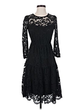 vera wang black lace cocktail dress Vera Wang Women's Black Blue Chiffon & Lace Overlay Cocktail Dress Size XS