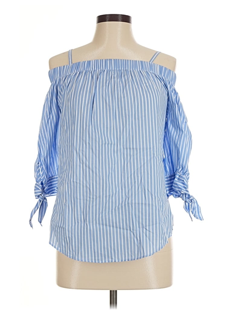 Pre-owned Iz Byer 3/4 Sleeve Blouse In Blue