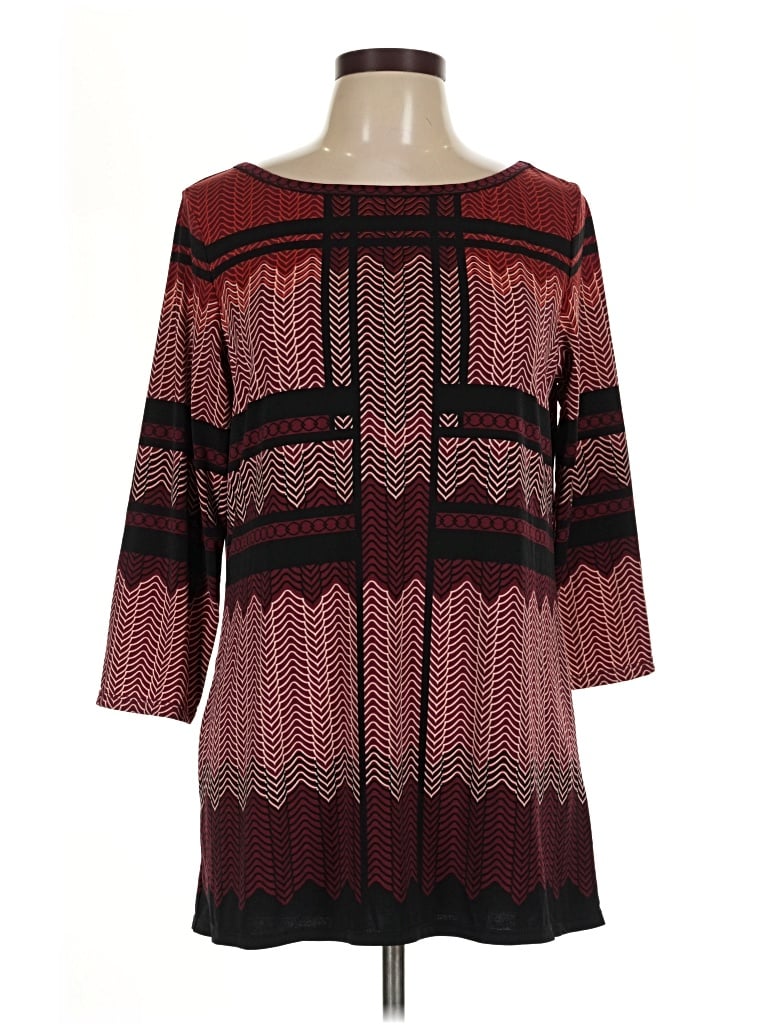 Pre-owned Max Studio 3/4 Sleeve T-shirt In Burgundy