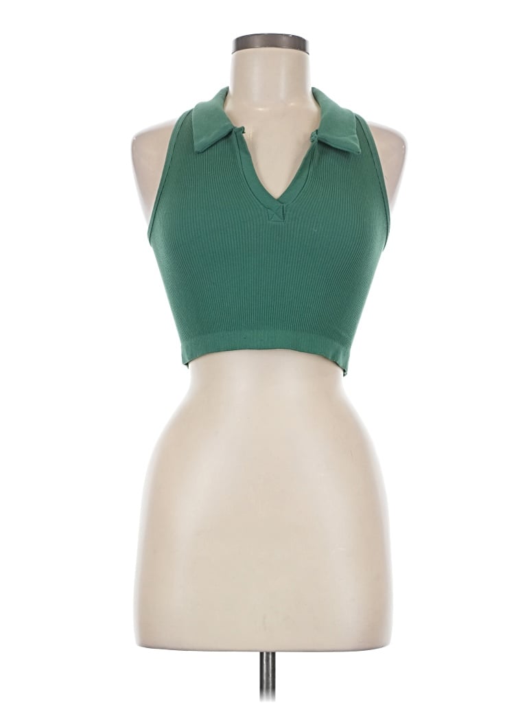 Pre-owned Fp Movement Tank Top Green Halter Neckline Tops