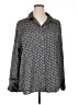 Hester & Orchard 100% Polyester Chevron-herringbone Silver Long Sleeve Blouse Size 1X - photo 1
