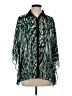 Bob Mackie 100% Polyester Animal Print Teal 3/4 Sleeve Blouse Size XS - photo 1