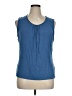 MULTIPLES Solid Blue Sleeveless Blouse Size XL - photo 1