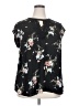 Daniel Rainn 100% Polyester Floral Black Short Sleeve Blouse Size 2X - photo 1