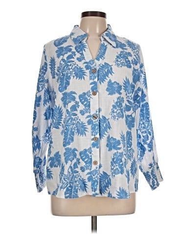 Unique Spectrum 3/4 Sleeve Button-Down Shirt (view 1)