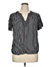 Old Navy 100% Rayon Stripes Black Short Sleeve Blouse Size XL - photo 1