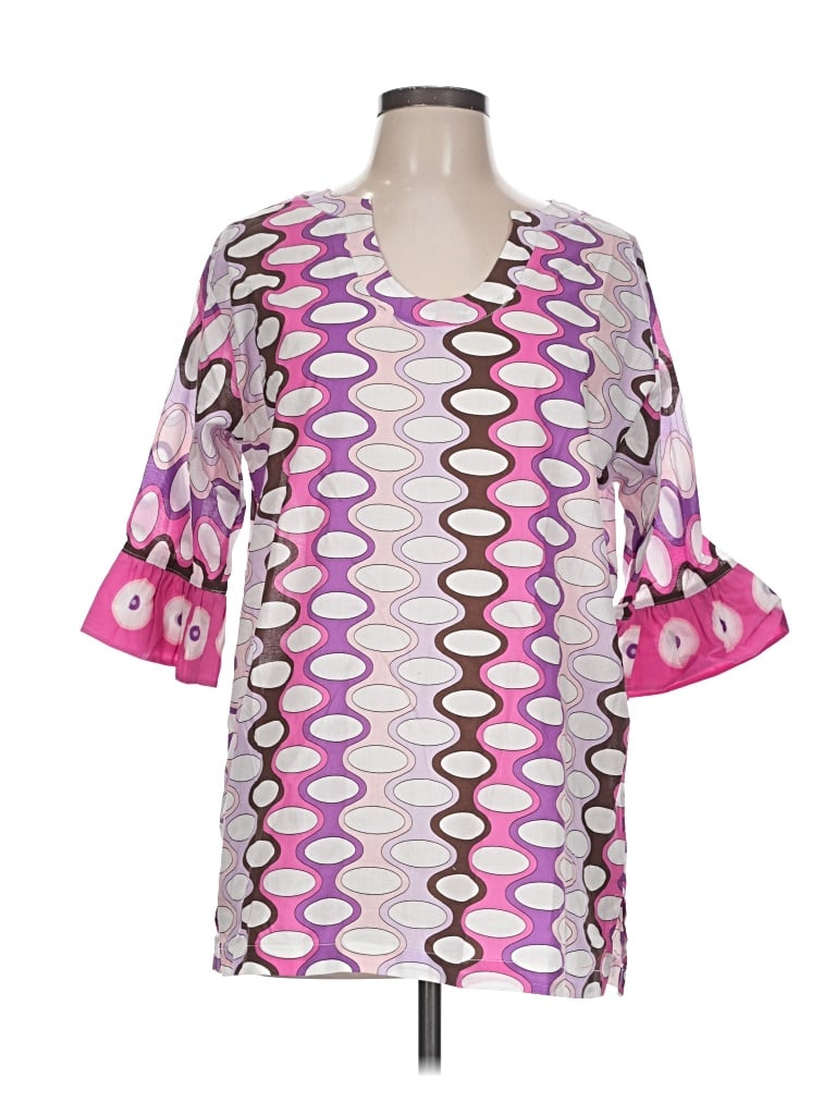 Pre-owned Tracy Negoshian 3/4 Sleeve Blouse In Pink