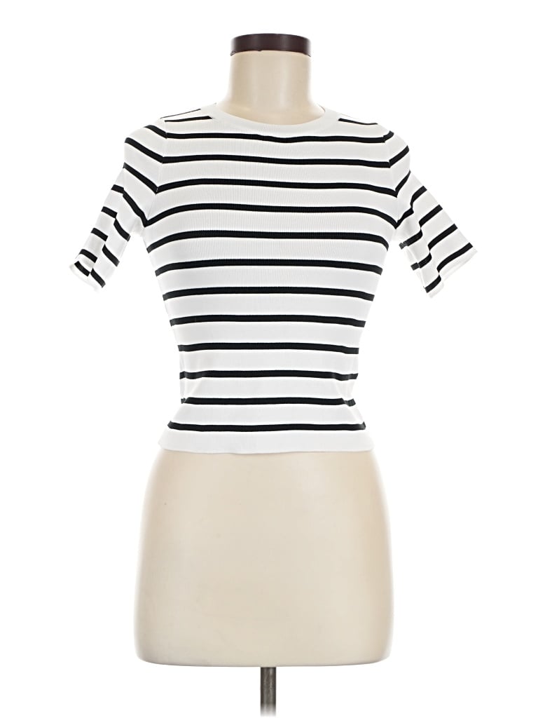Pre-owned Happily Grey Short Sleeve Turtleneck In Ivory