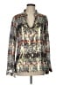 Tory Burch Metallic Silver Long Sleeve Silk Top Size 10 - photo 1