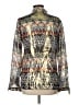 Tory Burch Metallic Silver Long Sleeve Silk Top Size 10 - photo 2