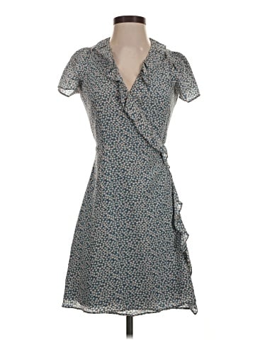Madewell Silk Ruffle-Edge Wrap Dress in Bitsy Floral (view 1)