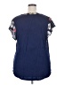 Papermoon 100% Polyester Floral Blue Short Sleeve Blouse Size 2X - photo 2