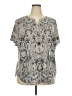 Cj Banks Damask Ombre Silver Short Sleeve Blouse Size 2X - photo 1