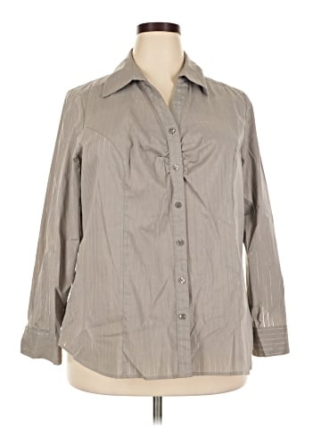 Lane Bryant Outlet 3/4 Sleeve Button-Down Shirt (view 1)