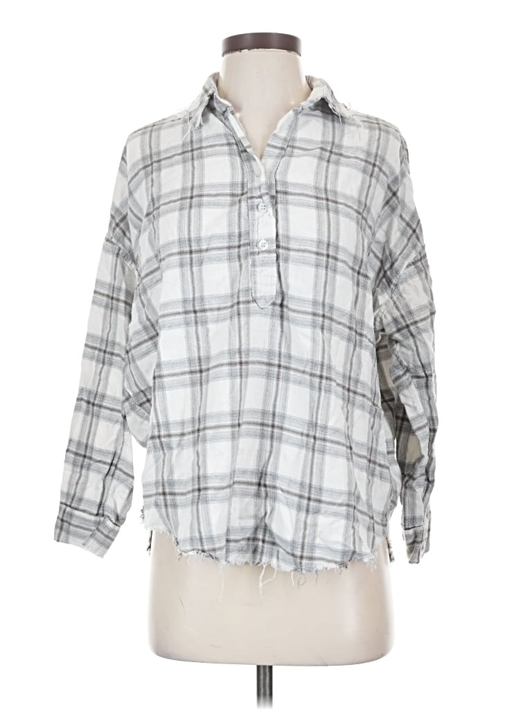 Pre-owned A Shirt Thing 3/4 Sleeve Button Down Shirt In Silver