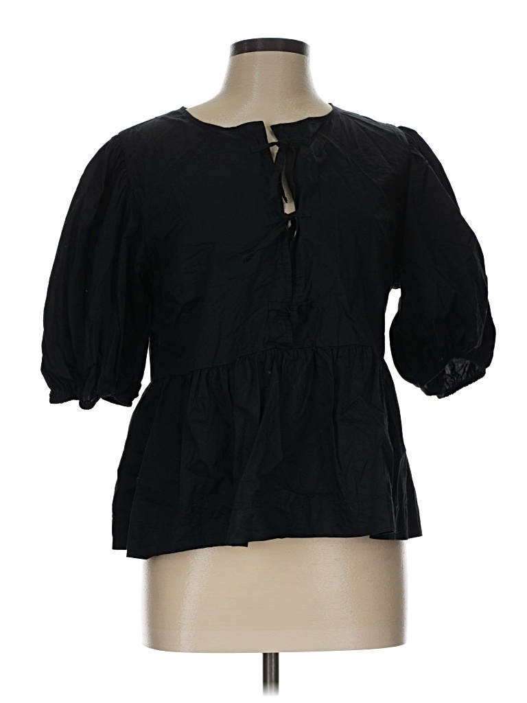 Pre-owned Old Navy 3/4 Sleeve Blouse In Black