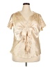 DressBarn 100% Polyester Metallic Tan Gold Short Sleeve Blouse Size 18 - photo 1