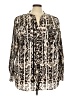 Calvin Klein 100% Polyester Animal Print Ivory Long Sleeve Blouse Size 2X - photo 1