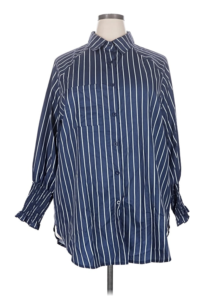 Pre-owned Unbranded 3/4 Sleeve Blouse In Blue