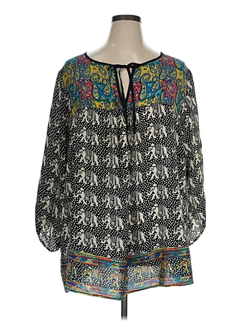 Pre-owned Tolani 3/4 Sleeve Blouse In Black