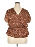 Nine West 100% Polyester Brown Short Sleeve Blouse Size XXL - photo 1