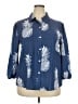 Unbranded Print Blue 3/4 Sleeve Button-Down Shirt Size XXL - photo 1