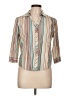 Erika 100% Cotton Stripes Tan 3/4 Sleeve Blouse Size L (petite) - photo 1