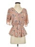 Sienna Sky 100% Polyester Tan Short Sleeve Blouse Size S - photo 1