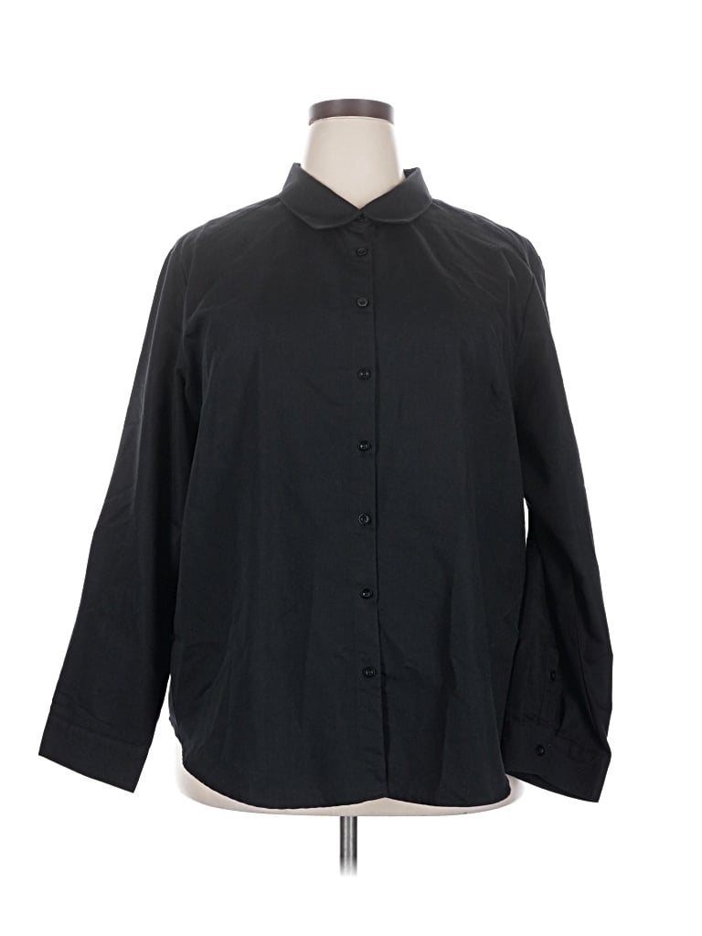 Pre-owned Iman 3/4 Sleeve Button Down Shirt In Black