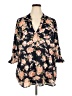 J for Justify 100% Polyester Floral Black 3/4 Sleeve Blouse Size 2X - photo 1